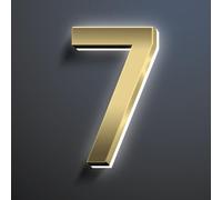 Números de Dirección LED Números de Dirección Casa Iluminados Con LED Flotantes Retroiluminados Acabado Dorado Número Casa Iluminado Acero Inoxidable Números Dirección Modernos Para Exteriores