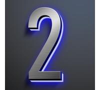 Números De Dirección LED Retroiluminados, Placa Iluminada Con Letreros De Números De Casa, Número De Casa Iluminado De Acero Inoxidable Para Exteriores.,12,2