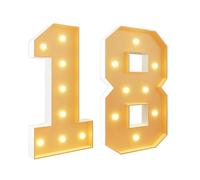 Números de marquesina con luz LED grande for decoración de fiesta de cumpleaños, marco de mosaico gigante, kit de bricolaje alfanumérico, cumpleaños, aniversario, decoración de fiesta(Color:Number 18,