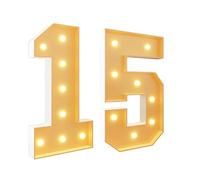 Números de marquesina con luz LED grande for decoración de fiesta de cumpleaños, marco de mosaico gigante, kit de bricolaje alfanumérico, cumpleaños, aniversario, decoración de fiesta(Color:Number 15,