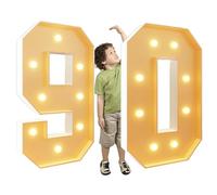 Números de marquesina con luz LED, números de marquesina con marco precortado, números de mosaico for 6º, 16º, 60º cumpleaños, aniversario, boda, fiesta, decoración de bricolaje(Number 90,100cm/3FT)