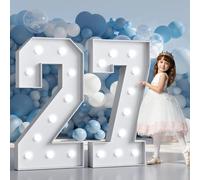 Números de marquesina de 4 pies de alto, números grandes iluminados, decoraciones de cumpleaños 27, decoraciones de graduación para mujeres y hombres, decoraciones de graduación 2027, decoración de