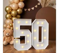 Números de marquesina iluminados 50, aproximadamente 4 pies, número grande iluminado para cumpleaños, boda, propuesta, fiesta de graduación, reunión familiar, decoración de telón de fondo, luces