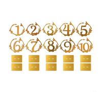 Números de mesa acrílicos del 1 al 10 con base dorada, letreros transparentes para centro de mesa de boda, decoración de banquetes, restaurantes, fiestas, juego de números modernos