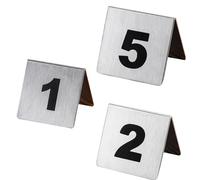 Números de mesa de acero inoxidable, Placas numéricas de mesa de doble cara de acero inoxidable 1-100 plateadas 2,6x2,5 pulgadas, paquete de 10(1-20)