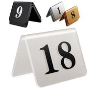 Números de mesa de acrílico, La tabla independiente echada a un lado doble de acrílico numera el paquete multicolor de 10 for los acontecimientos(Transparent,41-50)