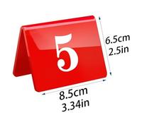 Números de mesa de acrílico, Mesa de Acrílico Carpas for Números Doble Cara Multicolor 8,5x6,5 cm Números 1-50(Red,1-15)