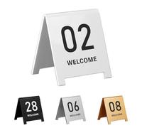 Números de mesa de acrílico, Números de mesa acrílicos, tienda de campaña apilable de doble cara, multicolor, 7x6cm/9x8cm, paquete de 10(White 9 * 8cm,51-60)