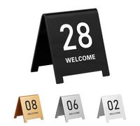 Números de mesa de acrílico, Números de mesa acrílicos, tienda de campaña de doble cara, apilable, multicolor, 7x6cm/9x8cm, paquete de 10(Black 7 * 6cm,11-20)