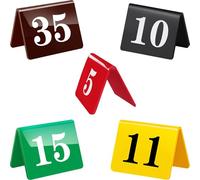 Números de mesa de acrílico, Números de mesa de boda acrílicos, estilo tienda de campaña de doble cara, multicolor, 6,5x8,5 cm, 10 unidades(Red,1-30)