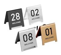 Números de mesa de acrílico, Números de mesa de tienda de campaña de acrílico for eventos, varios tamaños multicolores, paquete de 5(Silver 9 * 8cm,21-25)