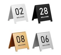 Números de mesa de acrílico, Placas numéricas de mesa acrílicas de doble cara, multicolor, 7x6cm/9x8cm, paquete de 5(Silver 7 * 6cm,31-35)