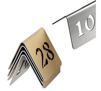 Números de mesa de restaurante, números de mesa de acero inoxidable estilo tienda de campaña, números de mesa de doble cara para fiestas, banquetes, recepción de boda, eventos, números de mesa de boda