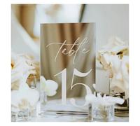 Números de Mesa Modern Table Numbers Wedding One side Gold Mirror Signs Decor Reception Signage(Black,NO.11-20(12x18cm))