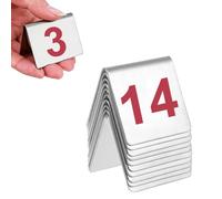 Números de mesa para bodas y eventos, marcadores metálicos de doble cara, estilo tienda de campaña de 5 x 5 cm, fácil de leer, letreros brillantes y claros del 1 al 25, perfecto para asientos de