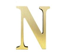 Números de puerta con letras digitales del alfabeto, 1 unidad, 65 mm, latón, autoadhesivos, for número casa, decoración pared for el hogar, habitación hotel, etc(Letter N)