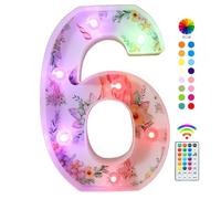 Números de unicornio con luz LED, 18 luces de números que cambian de color, decoraciones de cumpleaños de 6 años, regalos de unicornio para niñas de 6 años, fiesta de cumpleaños, aniversario, luz