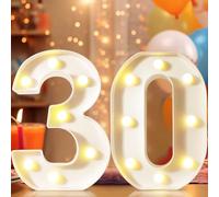 Números Decorativos LED de 8.8 Pulgadas - Luces de Marquesina para Decoraciones de 30 Cumpleaños - Letrero Iluminado para Fiesta, Luces Nocturnas