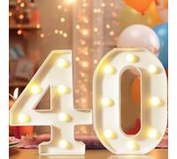 Números Decorativos LED de 8.8 Pulgadas - Luces de Marquesina para Decoraciones de 40 Cumpleaños - Letrero Iluminado para Fiesta, Luces Nocturnas