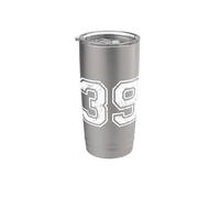 Números Deportivos Vintage 39 Treinta y Nueve Vaso térmico de acero inoxidable de doble pared