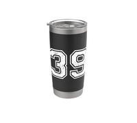Números Deportivos Vintage 39 Treinta y Nueve Vaso térmico de acero inoxidable de doble pared