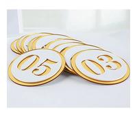 Números digitales for puertas con letras del alfabeto, placa digital dorada de acrílico, adhesivo número, serie, poste for oficina o casa(White+gold,31 40-10X10CM)