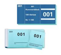 Números dobles del 1 al 100, números 5 x 10 cm, bloque numérico, números dobles, sueltos, números sueltos, tómbola, bloc de números dobles (azul)