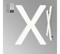 Números flotantes de casa de 4 pulgadas para exteriores, letras de metal para exteriores, letras de dirección y números de aluminio blanco para puerta, buzón, jardín, hogar u oficina (carta, X)