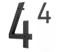 Números flotantes modernos de casa, letrero de aleación de zinc 3D con acabado negro, metales resistentes a la intemperie, dígitos de casa para puerta exterior y placa de número de buzón grande (4#)
