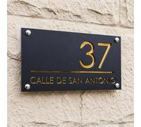 Números Grandes Casa Exterior 3D (Negro - Oro)
