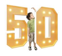 Números grandes iluminados for decoración de cumpleaños, números de marquesina for decoración de fiesta 8, 18, 80, boda, baby shower, gran mosaico, marco de globos, juego de cartón de espuma(Number 50