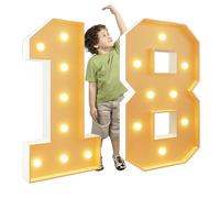 Números grandes iluminados for decoración de cumpleaños, números de marquesina for decoración de fiesta 8, 18, 80, boda, baby shower, gran mosaico, marco de globos, juego de cartón de espuma(Number 18