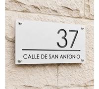 Números Grandes para Casa Exterior Personalizado - Letrero 3D Talla con Placa Dirección, 10 Tamaños hasta 55x28cm, 8 Colores, 23 Fuentes, Regalo Ideal(Blanco - Negro)