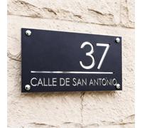 Números Grandes para Casa Exterior Personalizado - Letrero 3D Talla con Placa Dirección, 10 Tamaños hasta 55x28cm, 8 Colores, 23 Fuentes, Regalo Ideal(Negro - Plata)