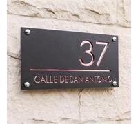 Números Grandes para Casa Exterior Personalizado - Letrero 3D Talla con Placa Dirección, 10 Tamaños hasta 55x28cm, 8 Colores, 23 Fuentes, Regalo Ideal(Negro - Oro Rosa)