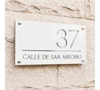Números Grandes para Casa Exterior Personalizado - Letrero 3D Talla con Placa Dirección, 10 Tamaños hasta 55x28cm, 8 Colores, 23 Fuentes, Regalo Ideal(Blanco - Plata)