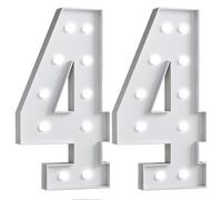 Números iluminados 70 cm/2,3 pies decoración de fiesta de aniversario de cumpleaños marquesina número 18 signo tablero de espuma globo arco telón de fondo(Age 44)