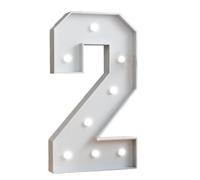 Números iluminados 70 cm/2,3 pies decoración de fiesta de aniversario de cumpleaños marquesina número 18 signo tablero de espuma globo arco telón de fondo(Age 2)