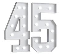 Números iluminados 70 cm/2,3 pies decoración de fiesta de aniversario de cumpleaños marquesina número 18 signo tablero de espuma globo arco telón de fondo(Age 45)