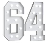 Números iluminados 70 cm/2,3 pies decoración de fiesta de aniversario de cumpleaños marquesina número 18 signo tablero de espuma globo arco telón de fondo(Age 64)