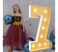 Números iluminados de 100 cm de Alto, 7 Piezas, decoración para séptimo cumpleaños, Marco precortado, Kit de cartón de Espuma, números de Mosaico Grandes para decoración de Fiestas