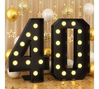 Números iluminados de marquesina de 2,3 pies, Luces de números LED para decoración de habitación, Kit de Arco de marquesina Grande con números de Mosaico para Fiesta de cumpleaños(Number 40)