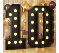 Números iluminados de marquesina de 2,3 pies, Luces de números LED para decoración de habitación, Kit de Arco de marquesina Grande con números de Mosaico para Fiesta de cumpleaños(Number 10)