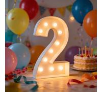 Números Iluminados De Marquesina LED 2,3 Pies, Letreros Gigantes Plástico Blanco Grandes 10 Dígitos, Decoraciones Cumpleaños, Fiesta DIY, Aniversario For Bodas(Warm white,Number 2)