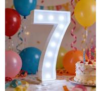 Números Iluminados De Marquesina LED 2,3 Pies, Letreros Gigantes Plástico Blanco Grandes 10 Dígitos, Decoraciones Cumpleaños, Fiesta DIY, Aniversario For Bodas(Cold white,Number 7)