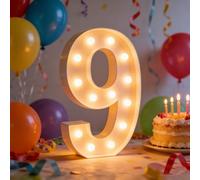 Números Iluminados De Marquesina LED 2,3 Pies, Letreros Gigantes Plástico Blanco Grandes 10 Dígitos, Decoraciones Cumpleaños, Fiesta DIY, Aniversario For Bodas(Warm white,Number 9)