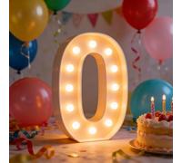 Números Iluminados De Marquesina LED 2,3 Pies, Letreros Gigantes Plástico Blanco Grandes 10 Dígitos, Decoraciones Cumpleaños, Fiesta DIY, Aniversario For Bodas(Warm white,Number 0)