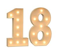Números iluminados for marquesina, letrero luminoso con números LED de mosaico gigante, kit de números de mosaico precortados for decoración de fiesta de cumpleaños en el hogar (Color : Number 18, S