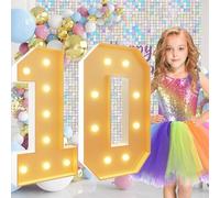 Números iluminados para decoración de décimo cumpleaños, 1,2 m de tamaño, 10 números Grandes de marquesina para Globos, Arco de Globos de Mosaico, cartón de Espuma precortado para