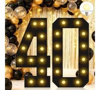 Números iluminados para marquesina de 4 pies, color negro, gigante número 40, juego de tablero de espuma precortada que se puede utilizar para cumpleaños, bodas, aniversarios de fiesta
